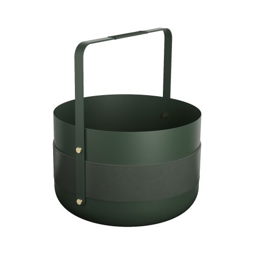 Kosz na drewno w kolorze zielonym