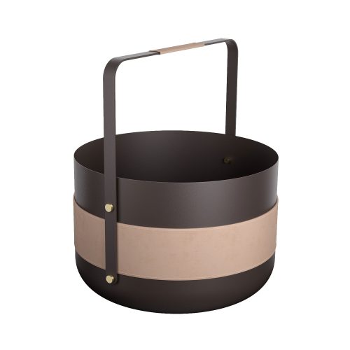 Kosz na drewno w kolorach naturalnych.